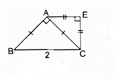 Cho tam giác ABC vuông cân tại A, BC = 2cm. Ở phía ngoài tam giác ABC (ảnh 1)