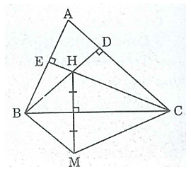 Cho tam giác nhọn ABC có góc A = 60 độ, trực tâm H (ảnh 1)