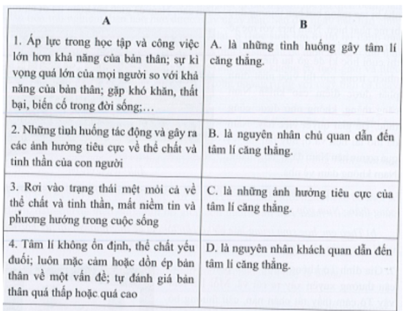 Hãy nối thông tin ở cột A với mỗi thông tin ở cột B sao cho phù hợp (ảnh 1)