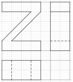 Vẽ hình chiếu phối cảnh của chữ Z Vẽ cả 3 loại hình biểu diễn: hình chiếu đứng, bằng, cạnh (ảnh 1)