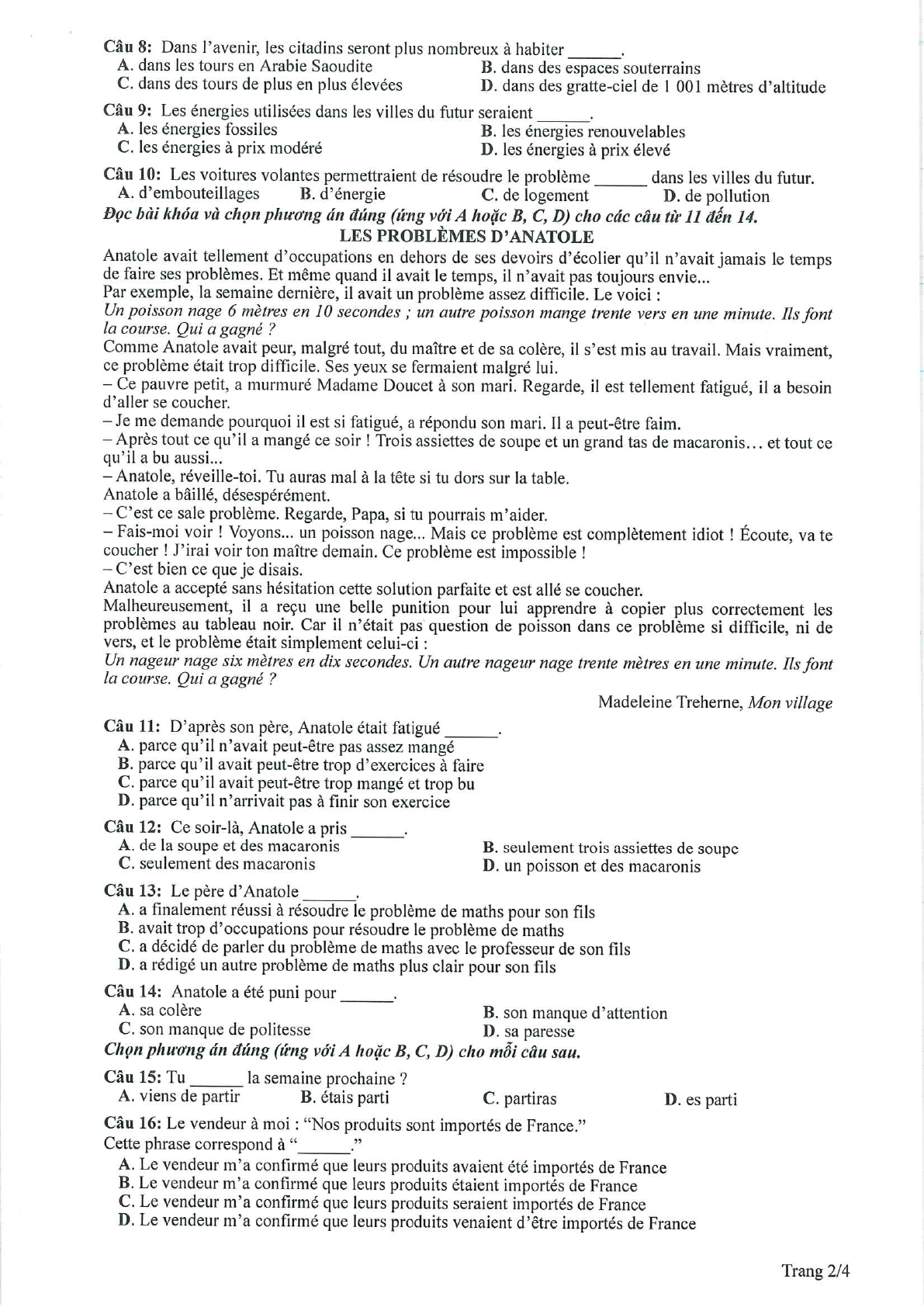 Đề tham khảo tốt nghiệp THPT môn Tiếng Pháp năm 2023 (có đáp án chi tiết) (ảnh 1)