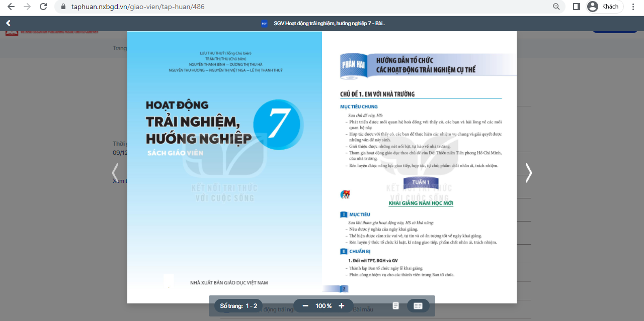 SGK Hoạt động trải nghiệm 7 Kết nối tri thức pdf | Tải PDF và xem trực tuyến | HĐTN 7 (ảnh 1)