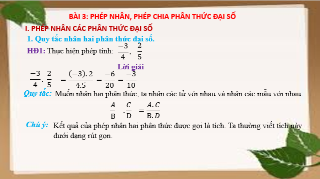 Giáo án điện tử Phép nhân, phép chia phân thức đại số | Bài giảng PPT Toán 8 Cánh diều (ảnh 1)