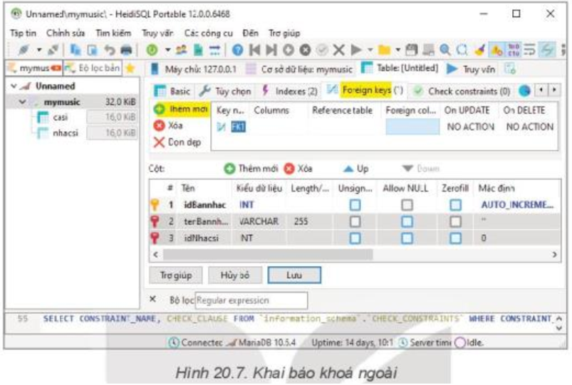 Lý thuyết Tin học 11 Bài 20 (Kết nối tri thức): Thực hành tạo lập các bảng có khoá ngoài (ảnh 1)