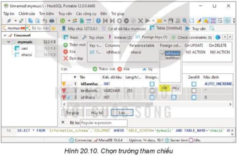 Lý thuyết Tin học 11 Bài 20 (Kết nối tri thức): Thực hành tạo lập các bảng có khoá ngoài (ảnh 1)