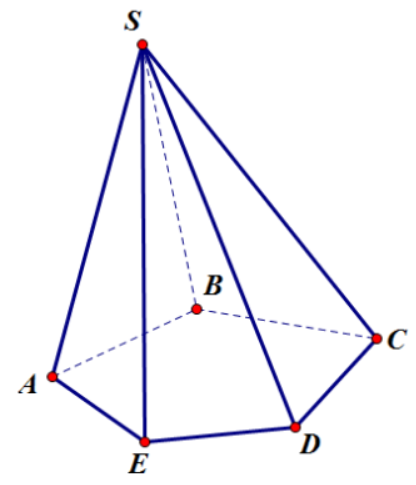 Hình chóp ngũ giác có số mặt và số cạnh là: (ảnh 1)