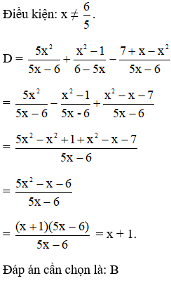 Trắc nghiệm Phép cộng các phân thức đại số có đáp án - Toán lớp 8 (ảnh 1)