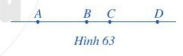 Quan sát Hình 63. Trong các phát biểu sau, phát biểu nào đúng, phát biểu nào sai? Điểm A thuộc tia BC (ảnh 1)