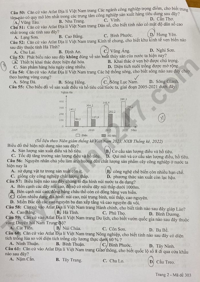 Đề thi thử THPT Quốc gia 2024 môn Địa lí trường THPT Chuyên Hưng Yên có đáp án (ảnh 1)