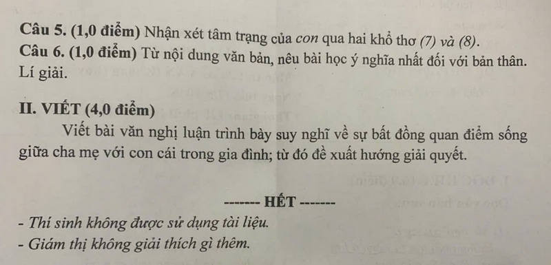 Đề thi vào 10 môn Văn chính thức Tỉnh Bạc Liêu (2025 - 2026) mới nhất kèm đáp án (ảnh 1)