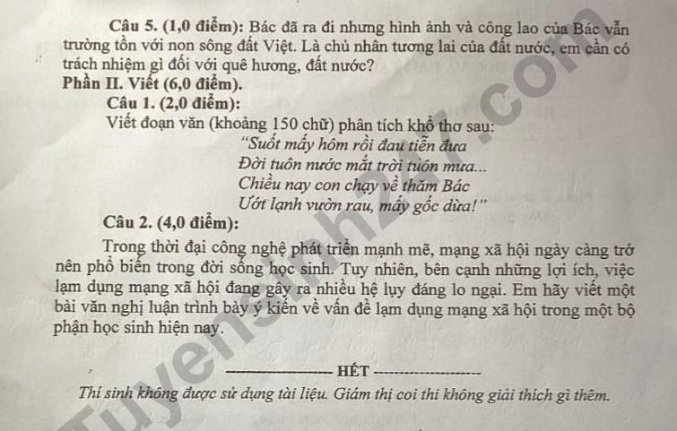Đề thi vào 10 môn Văn chính thức Tỉnh Lai Châu (2025 - 2026) mới nhất kèm đáp án (ảnh 1)