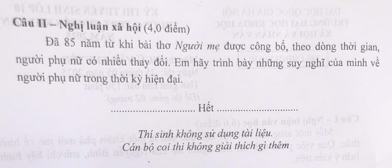 Đề thi vào 10 môn Văn (chuyên) chính thức THPT chuyên Khoa học xã hội và Nhân văn (2025 - 2026) mới nhất kèm đáp án (ảnh 1)