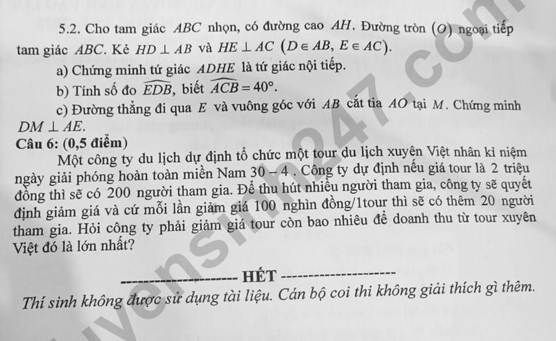 Đề thi vào 10 môn Toán chính thức Tỉnh Lai Châu (2025 - 2026) mới nhất kèm đáp án (ảnh 1)