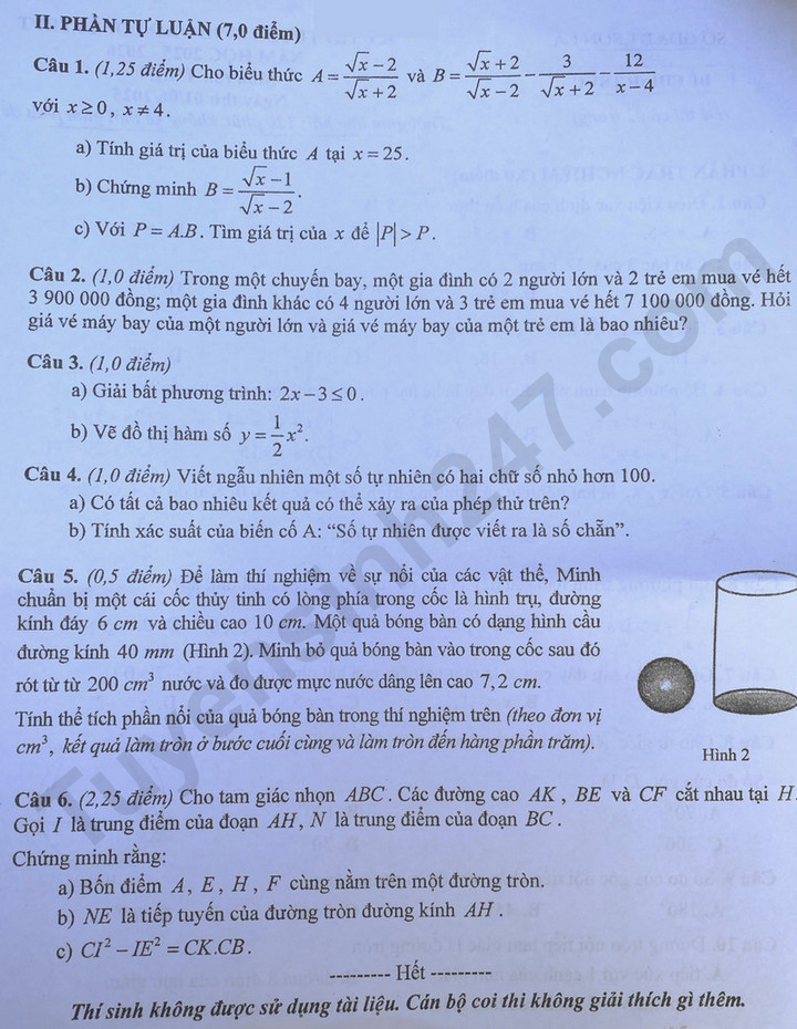 Đề thi vào 10 môn Toán chính thức Tỉnh Sơn La (2025 - 2026) mới nhất kèm đáp án (ảnh 1)