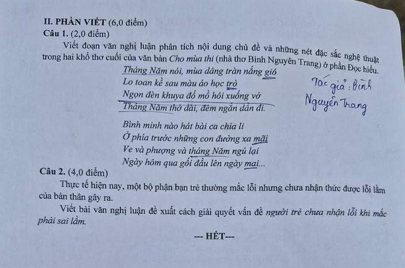 Đề thi v&agrave;o 10 m&ocirc;n Văn ch&iacute;nh thức Tỉnh Đồng Th&aacute;p (2025 - 2026) mới nhất k&egrave;m đ&aacute;p &aacute;n (ảnh 1)