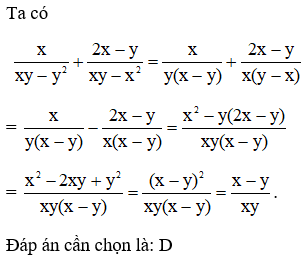 Trắc nghiệm Phép cộng các phân thức đại số có đáp án - Toán lớp 8 (ảnh 1)