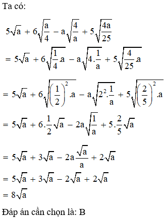 Trắc nghiệm Biến thay đổi đơn giản và giản dị biểu thức chứa chấp căn thức bậc nhị (Tiếp theo) đem đáp án – Toán lớp 9 (ảnh 1)