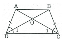 Hình thang cân ABCD có AB // CD, O là giao điểm của hai đường chéo (ảnh 1)