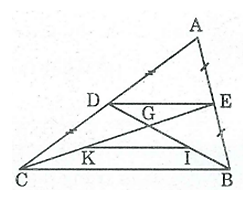 Cho tam giác ABC, các đường trung tuyến BD và CE cắt nhau ở G (ảnh 1)