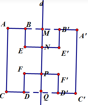 Vẽ hình đối xứng qua đường thẳng d của hình đã vẽ (ảnh 1)