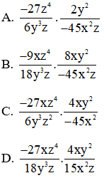 Trắc nghiệm Phép nhân các phân thức đại số có đáp án  - Toán lớp 8 (ảnh 1)