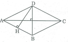 Hai đường chéo hình thoi có độ dài là 16 cm và 12 cm. Tính (ảnh 1)