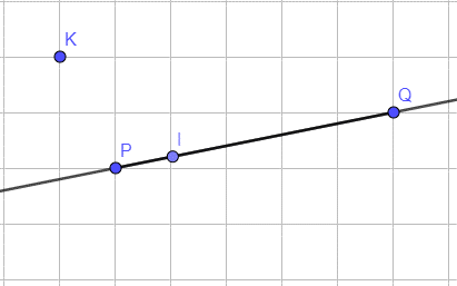 Vẽ đoạn thẳng PQ. Vẽ điểm I thuộc đoạn thẳng PQ và điểm K không thuộc đoạn thẳng PQ (ảnh 1)