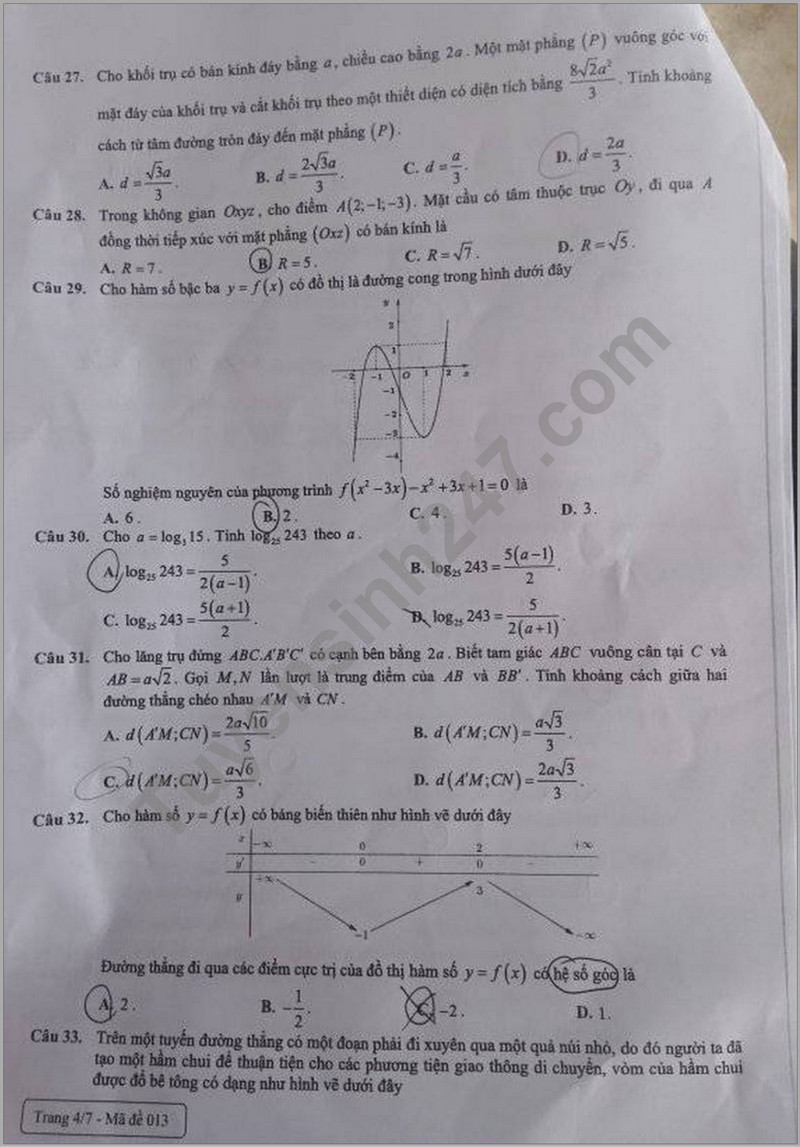 Đề thi thử THPT Quốc gia 2024 môn Toán - Sở GD&ĐT Ninh Bình (có đáp án) (ảnh 1)