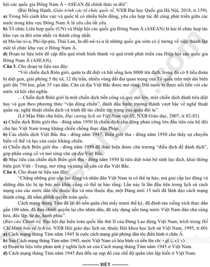 Đề thi thử THPT Quốc gia 2025 môn Lịch sử Sở GD&ĐT Ninh Bình có đáp án (ảnh 1)