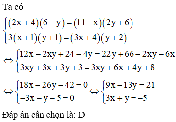 Trắc nghiệm Giải hệ phương trình bằng phương pháp cộng đại số có đáp án – Toán lớp 9 (ảnh 1)