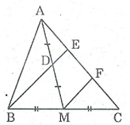 Cho tam giác ABC, đường trung tuyến AM. Gọi D là trung điểm của AM (ảnh 1)