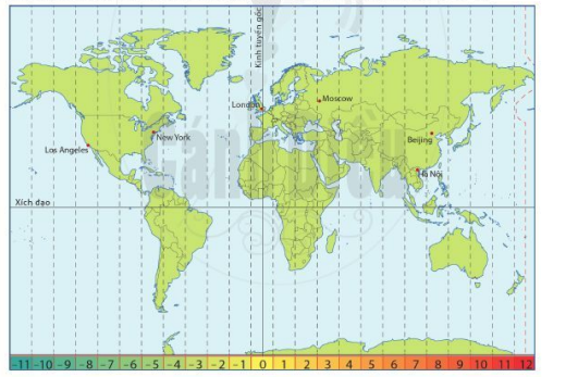 Bản đồ sau cho biết múi giờ của các vùng trên thế giới. Việt Nam ở múi giờ + 7 (ảnh 1)