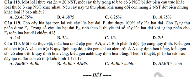 Đề thi thử THPT Quốc gia 2024 môn Sinh học - THPT Đội Cấn (Vĩnh Phúc) có đáp án  (ảnh 1)