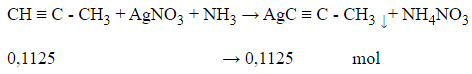 Dẫn 3,36 lít khí hỗn hợp A gồm propin và etilen đi vào một lượng dư dung dịch AgNO3 (ảnh 1)