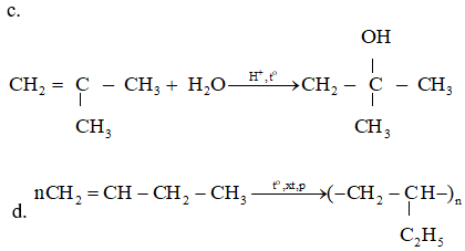 Viết phương trình hóa học của phản ứng xảy ra khi: Propilen tác dụng với hiđro, đun nóng (ảnh 1)