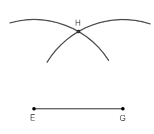 Hãy dùng thước và compa vẽ tam giác đều EGH có độ dài cạnh bằng 4 cm (ảnh 1)