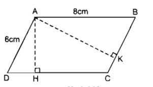  Hai cạnh của một hình hình hành có độ dài là 6cm và 8cm (ảnh 1)