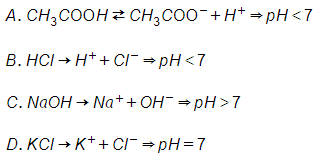 Trắc nghiệm Sự điện li của nước. pH. Chất chỉ thị axit-bazơ có đáp án – Hóa lớp 11 (ảnh 1)
