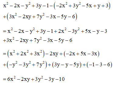 Cho các đa thức: A = x^2 - 2x - y^2 + 3y -1 (ảnh 1)