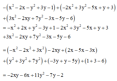 Cho các đa thức: A = x^2 - 2x - y^2 + 3y -1 (ảnh 1)