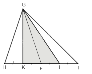 Cho hình bs.29, trong đó HK = KF = FL = LT và tam giác GHT có diện tích S (ảnh 1)
