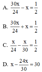 Trắc nghiệm Giải bài toán bằng cách lập phương trình có đáp án - Toán lớp 8 (ảnh 1)