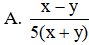 Rút gọn phân thức  5x 2 − 10xy + 5y 2 x 2 − y 2  ta được (ảnh 1)