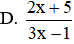 Phân thức bằng phân thức  2x 3 − 7x 2 − 12x + 45 3x 3 − 19x 2 + 33x − 9  là (ảnh 1)
