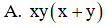 Mẫu thức chung của hai phân thức  x + 2 y x 2 y + x y 2  và  x − 4 y x 2 + 2 x y + y 2  là (ảnh 1)