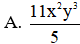 Kết quả gọn nhất của tích  10 x 3 11 y 2 . 121 y 5 25 x  là (ảnh 1)