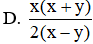 Cho B =  x + y x . x 2 + x y 6 . 3 x x 2 − y 2  Rút gọn B ta được (ảnh 1)