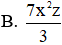 Phép tính  3 x 3 . y 5 . ( − 7 z 9 x y 6 )  có kết quả là (ảnh 1)