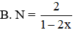Cho biểu thức  N = ( 1 2 x − 1 + 3 1 − 4 x 2 − 2 2 x + 1 ) : x 2 2 x 2 + x (ảnh 1)