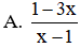 Thực hiện phép tính sau  ( 2 x 3 x + 1 − 1 ) : ( 1 − 8 x 2 9 x 2 − 1 )  ta được kết quả là (ảnh 1)